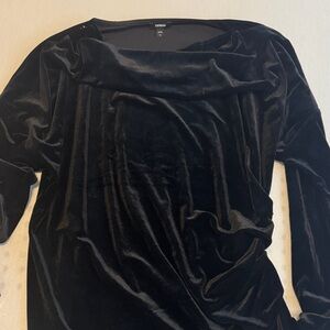 Express Elegant Black Velvet Top Medium